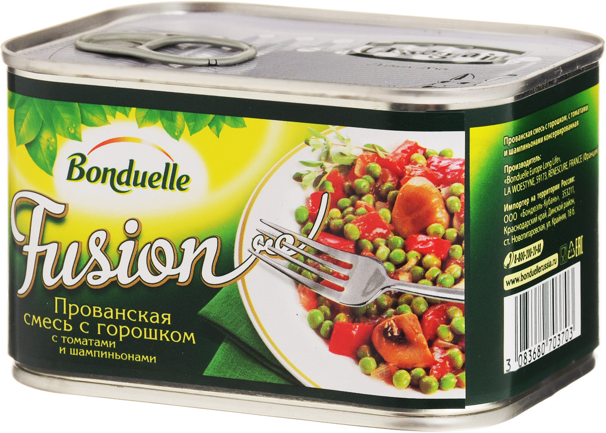 Bonduelle Прованская смесь с горошком с томатами и шампиньонами, 375 г4752 Bonduelle Прованская смесь с горошком с томатами и шампиньонами, 375 г4752Прованская смесь с горошком, с томатами и шампиньонами Bonduelle - это самые настоящие овощные деликатесы, созданные по изысканным рецептам европейской и колониальной кухни, которые сделают любой стол особенным. Наслаждение овощами, приготовленными с любовью по всемирно известным рецептам.Уважаемые клиенты! Обращаем ваше внимание, что полный перечень состава продукта представлен на дополнительном изображении.