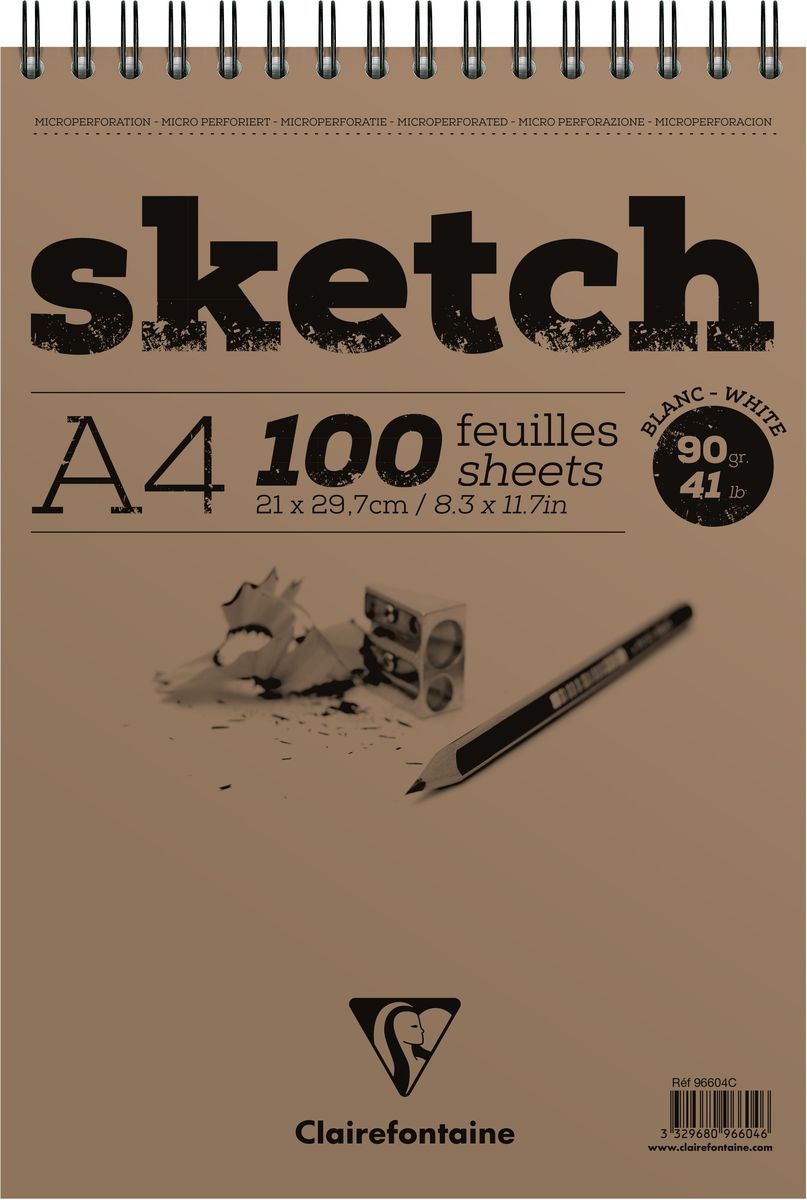 Блокнот Clairefontaine Sketch, для сухих техник, на спирали, цвет: белый, формат A4, 100 листов96604С Блокнот Clairefontaine Sketch, для сухих техник, на спирали, цвет: белый, формат A4, 100 листов96604СОригинальный блокнот Clairefontaine идеально подойдет для памятных записей, любимых стихов, рисунков и многого другого. Плотная обложкапредохраняет листы от порчи изамятия. Такой блокнот станет забавным и практичным подарком - он не затеряется среди бумаг, и долгое время будет вызывать улыбку окружающих.