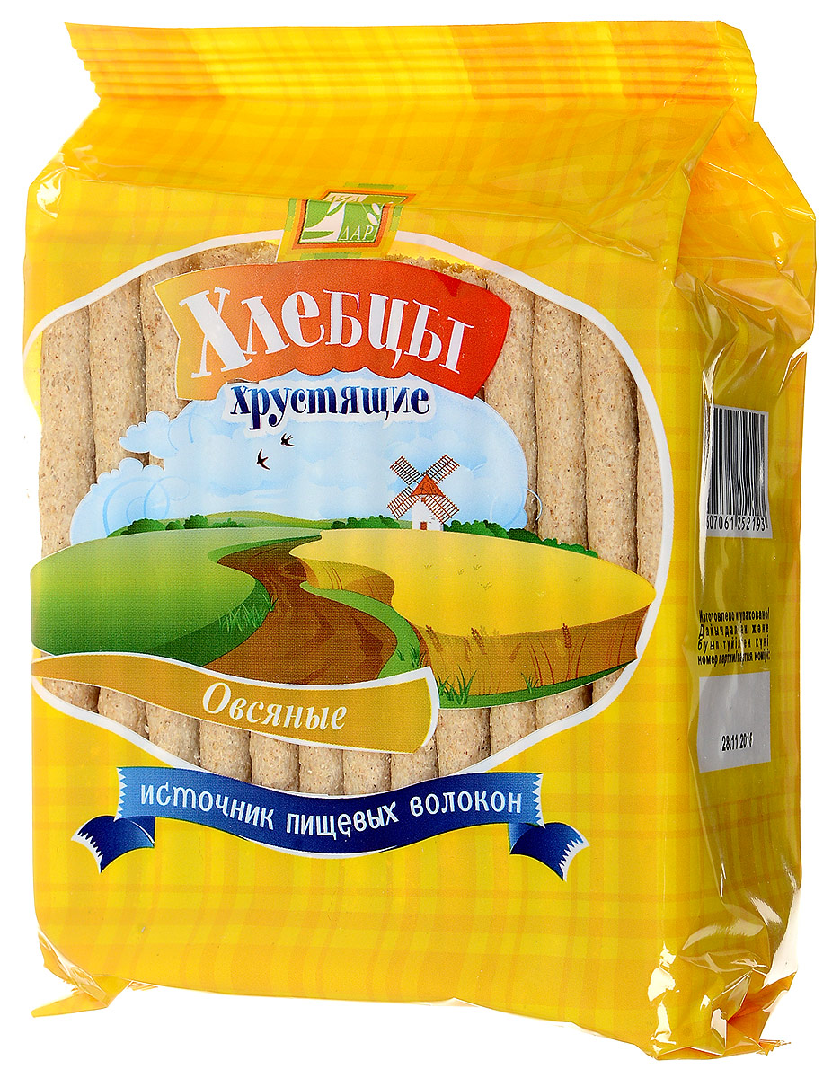 Диадар Хлебцы Овсяные, 100 г4607061252193 Диадар Хлебцы Овсяные, 100 г4607061252193Хлебцы хрустящие Диадар приготовлены из муки, отрубей; без применения красителей и консервантов. Также продукт не содержат генетически модифицированных веществ. При производстве хлебцев используется только природная вода. Экструдированные хлебцы - это источник витаминов, минералов и клетчатки. Прекрасно вписываются в рацион диетического питания, так как являются низкокалорийными, и снижают аппетит.Уважаемые клиенты! Обращаем ваше внимание, что полный перечень состава продукта представлен на дополнительном изображении.