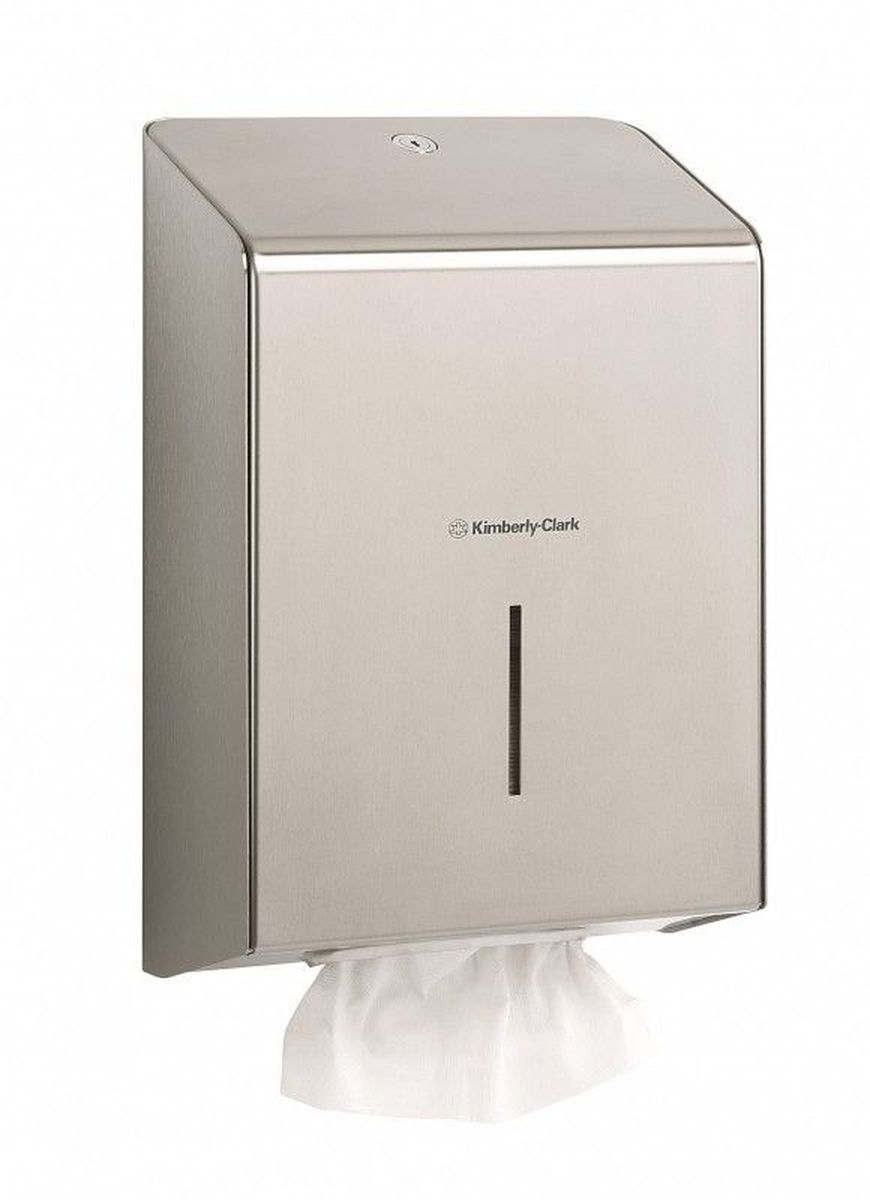 Диспенсер Kimberly-Clark Professional, для сложенных бумажных полотенец. 89718971 Диспенсер Kimberly-Clark Professional, для сложенных бумажных полотенец. 89718971Ассортимент профессиональных диспенсеров для сложенных бумажных полотенец для рук с выдачей по одному листу из премиальной линейки металлических диспенсеров для туалетных комнат Kimberly-Clark Professional. Диспенсеры мотивируют сотрудников соблюдать гигиенические нормы, повышают уровень комфорта, демонстрируют заботу о персонале и помогают сократить расходы. Идеальное решение, обеспечивающее подачу по одному листу полотенец для рук без прикосновения к диспенсеру или следующему полотенцу. Мотивирует посетителей соблюдать гигиенические нормы, помогает исключить риск перекрестного загрязнения и предотвратить распространение бактерий, обеспечивает экономию средств в зонах с высокой проходимостью, отличается простотой обслуживания. Диспенсер имеет окно для контроля за остатком расходного материала, выполнен из 2 мм нержавеющей стали с обработанными краями для большей безопасности при заправке расходных материалов. Может запираться на ключ. Формат поставки: элегантный диспенсер; надежное крепление, корпус выполнен из нержавеющей стали. Совместим с полотенцами: 6633, 6663, 6664, 6669, 6677, 6682, 6689, 6771, 6777, 6789.