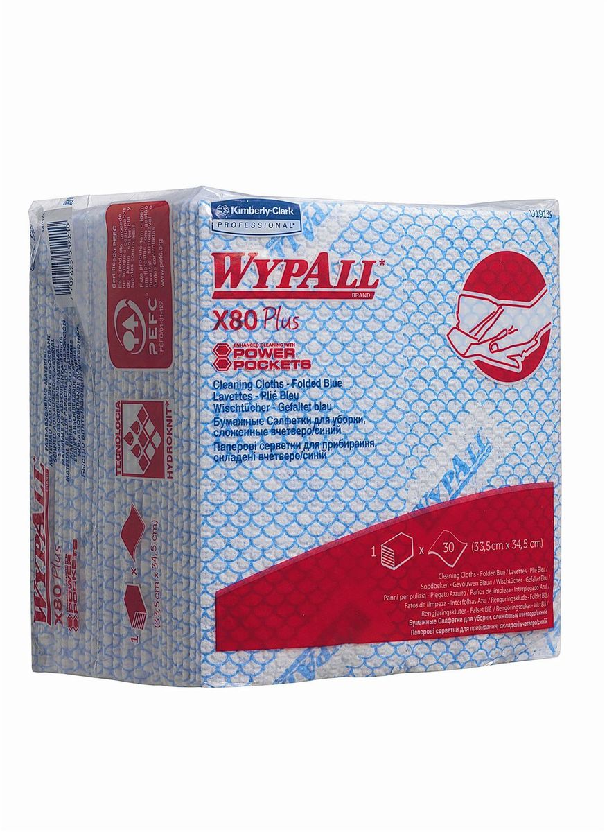 Салфетки для уборки Wypall Х80 Plus, цвет: синий, белый, 30 шт19139 Салфетки для уборки Wypall Х80 Plus, цвет: синий, белый, 30 шт19139Салфетки Wypall Х80 Plus, выполненные из целлюлозы и синтетики, предназначены для многоразового использования, изготовленные по технологии HYDROKNIT®. Изделия обладают отличной впитывающей способностью, долговечностью и прочностью, как в сухом, так и во влажном состоянии. Салфетки Wypall Х80 Plus - идеальное решение для гигиеничной уборки в туалетных комнатах, клинических помещениях и палатах пациентов, на кухнях и участках приготовления пищи. Салфетки допускают стирку и повторное использование, что уменьшает объем отходов и сокращает эксплуатационные затраты.Количество салфеток в 1 упаковке: 30 шт.
