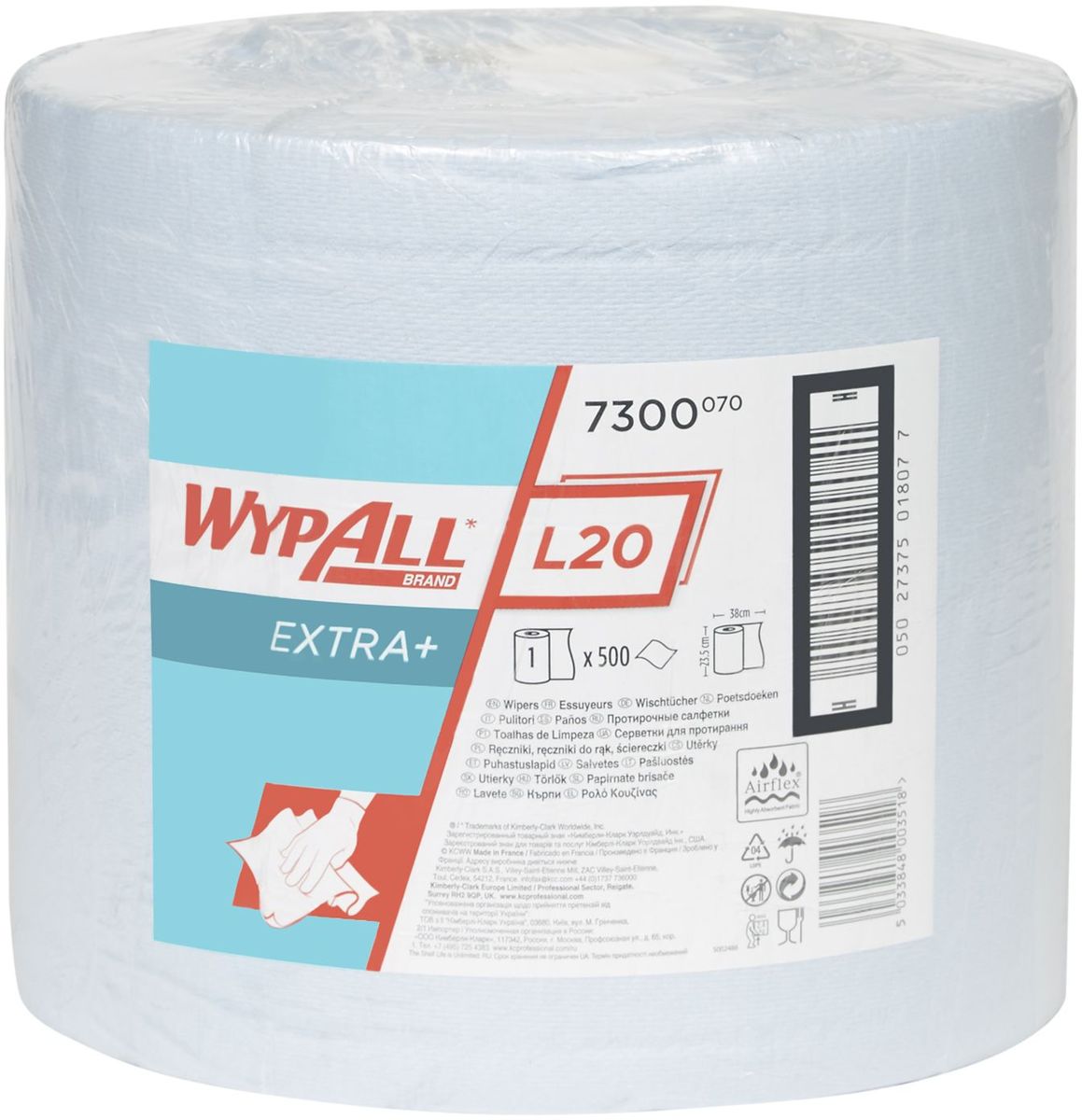 Полотенца бумажные Wypall L30, двухслойные, 500 шт. 73007300 Полотенца бумажные Wypall L30, двухслойные, 500 шт. 73007300Двухслойные бумажные полотенца Wypall L30, изготовленные из целлюлозы, отличаются особенной прочностью и быстротой впитывания жидкостей. Полотенца идеально подойдут для универсальных задач: сбора грязи, работы с маслом, протирки и впитывания жидкостей в пищевой промышленности, а также в автомобильной индустрии и многих других областей.