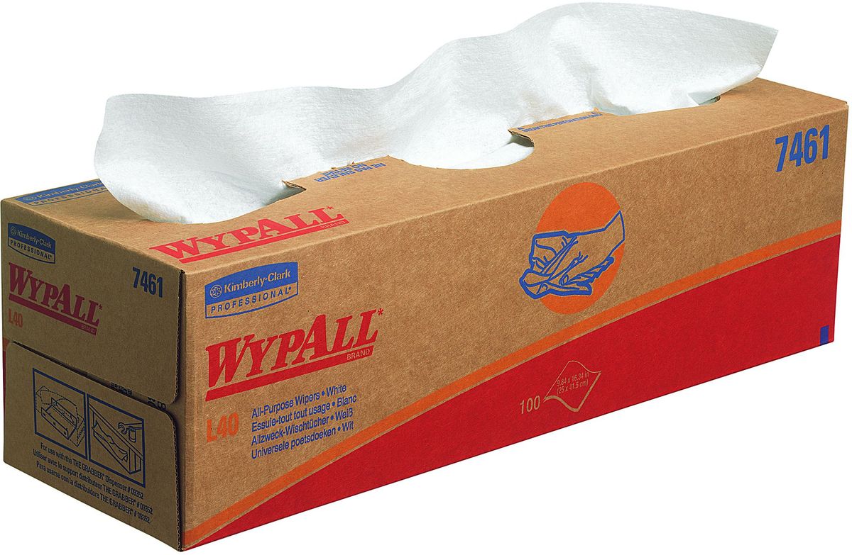 Полотенца бумажные Wypall L40, 8 коробок х 100 шт. 746119201 Полотенца бумажные Wypall L40, 8 коробок х 100 шт. 746119201Бумажные полотенца Wypall L40, произведенные при помощитехнологии AIRFLEX®, обладают отличной впитывающейспособностью, долговечностью и прочностью, как в сухом, так иво влажном состоянии. Подходят для работы по очисткитехнологических линий, быстрого устранения крупных разливовмасла, смазки, протирки рук и лица пациентов в медицинскихучреждениях, а также помогают предотвратитьраспространение бактерий.Полотенца Wypall L40 могут использоваться с переноснымиили стационарными диспенсерами для контроля расходапродукта и уменьшения объема отходов. Количество: 8 коробок по 100 бумажных полотенец.