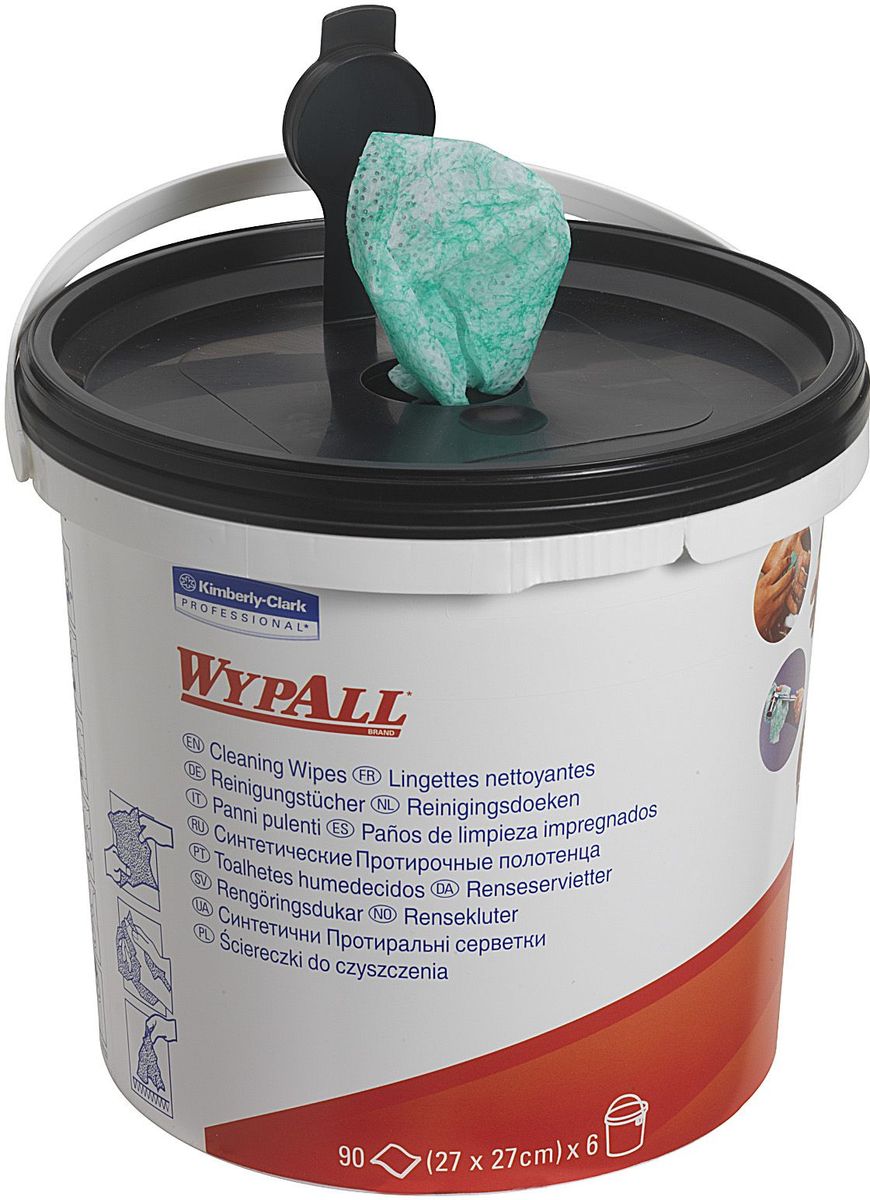 Салфетки абразивные Wypall, с пропиткой, 90 шт. 77757775 Салфетки абразивные Wypall, с пропиткой, 90 шт. 77757775Абразивные влажные салфетки Wypall обеспечивают очистку рук, инструментов, узлов агрегатов без использования мыла, гелей и воды. Не раздражают и не высушивают кожу рук, а также повышают уровень гигиены. Одна сторона салфеток с шероховатой поверхностью - для удаления грязи, вторая - с гладкой поверхностью - для очистки и окончательной отделки.Размер салфетки; 27 х 27 см.