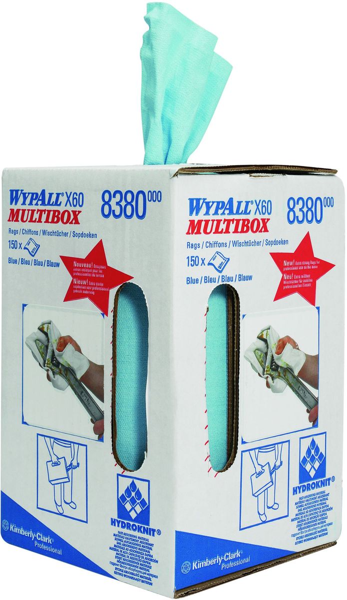 Полотенца бумажные Wypall Х60, 150 шт8380 Полотенца бумажные Wypall Х60, 150 шт8380Бумажные полотенца Wypall Х60 обладают отличной впитывающей способностью, долговечностью и прочностью, как в сухом, так и во влажном состоянии. Полотенца могут использоваться с большинством растворителей, обеспечивают быструю очистку и помогают сократить расходы. Подходят для работы по очистке от клея, масла, мусора, стекол, а также для прецизионной очистки сложных механизмов и деталей.