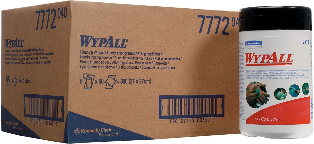Салфетки абразивные Wypall, с пропиткой, 6 упаковок х 50 шт. 77727772 Салфетки абразивные Wypall, с пропиткой, 6 упаковок х 50 шт. 77727772Абразивные влажные салфетки Wypall обеспечивают очистку рук, инструментов, узлов агрегатов без использования мыла, гелей и воды. Не раздражают и не высушивают кожу рук, а также повышают уровень гигиены. Одна сторона салфеток с шероховатой поверхностью - для удаления грязи, вторая - с гладкой поверхностью - для очистки и окончательной отделки.В комплекте: 6 упаковок по 50 салфеток.Размер салфетки; 27 х 27 см.