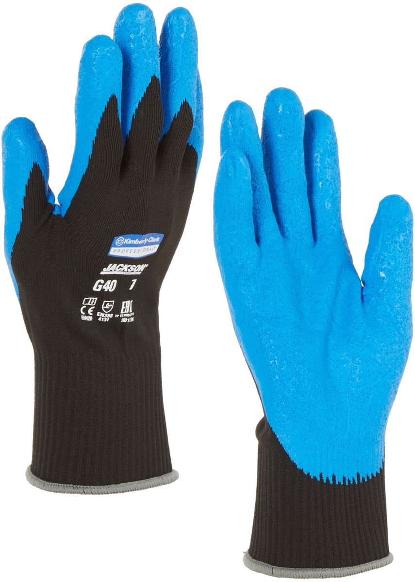 Перчатки хозяйственные Jackson Safety G40, размер 7 (S), цвет: синий, черный, 60 пар40225 Перчатки хозяйственные Jackson Safety G40, размер 7 (S), цвет: синий, черный, 60 пар40225Ассортимент перчаток для защиты рук от механических воздействий – повышают безопасность труда и сокращают затраты. Идеальное решение, обеспечивающее защиту СИЗ категории II (CE Intermediate) при выполнении операций на производственных участках, в машиностроении, строительстве и любых других универсальных работах. Высокий 4-й уровень стойкости к истиранию (согласно EN 388). Хорошая защита от механических травм и порезов при повышенной тактильной чувствительности, позволяющей работать с мелкими деталями. Воздухопроницаемость материала благодаря пенному нитриловому покрытию. Тыльная часть из бесшовного вязаного нейлона обеспечивает воздухопроницаемость материала.Формат поставки: перчатки с индивидуальным дизайном для левой и правой руки; пять размеров с цветовой кодировкой манжет; гладкое нитриловое покрытие ладони обеспечивает превосходный сухой захват; тыльная часть из бесшовного вязаного нейлона для воздухопроницаемости и комфорта.Размеры:40225 - 7 (S)40226 - 8 (M)40227 - 9 (L)40228 - 10 (XL)40229 - 11 (XXL)
