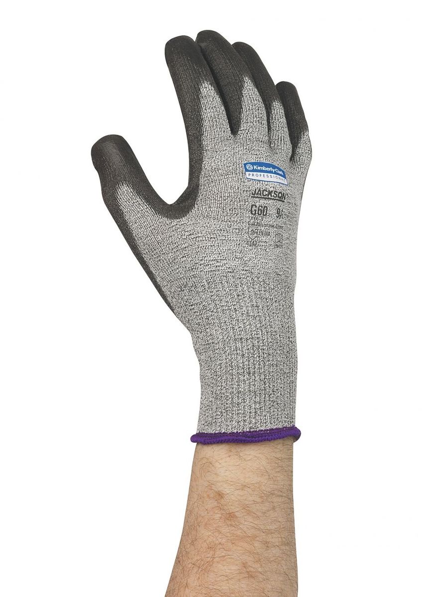Перчатки хозяйственные Jackson Safety G60, размер 7 (S), стойкость 5, цвет: серый, 12 пар98235 Перчатки хозяйственные Jackson Safety G60, размер 7 (S), стойкость 5, цвет: серый, 12 пар98235Ассортимент экономичных и долговечных защитных перчаток и нарукавников для условий работы, при которых существует риск порезов или защемления рук и предплечий работника. Идеальное решение для участков металлообработки, работ со стеклом, картоном или острыми краями деталей, сборочных операций в автомобилестроении. Нитриловое покрытие гарантирует превосходный захват поверхностей. СИЗ категории II (CE Intermediate), 3-й уровень защиты от порезов, 3-й уровень стойкости к истиранию, 1-й уровень защиты от термического воздействия (согласно EN 388); 2-й уровень защиты от порезов за счет смешанной подкладки из материала Kevlar®.Формат поставки: пара не содержащих латекс перчаток; индивидуальный дизайн для левой и правой руки; возможность стирки, пять размеров с цветовой кодировкой манжет.Размер:98235 - S (7)98236 - M (8)98237 - L (9)98238 - XL (10)98239 - XXL (11)