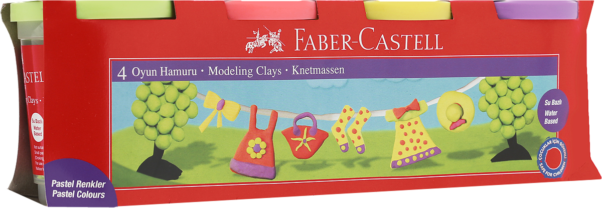 Faber-Castell Пластилин 4 цвета 120045120045_сиреневый, желтый, коралловый, салатовый Faber-Castell Пластилин 4 цвета 120045120045_сиреневый, желтый, коралловый, салатовыйВ наборе Faber-Castell находятся 4 баночки с пластилином 4 разных цветов.Пластилин обладает яркими неоновыми цветами, безопасен при использовании и изготовлен на водной основе. Он имеет мягкую и эластичную фактуру, не прилипает к рукам и не крошится.Набор пластилина откроет юным художникам новые горизонты для творчества, поможет отлично развить мелкую моторику рук, цветовое восприятие, фантазию и воображение.