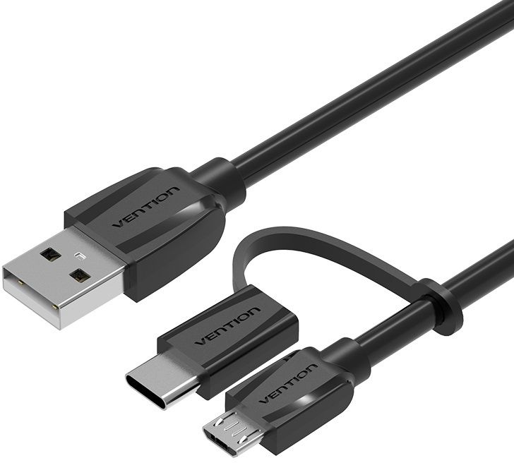 Vention Black Edition кабель microUSB/ USB 2.0 + USB Type C (0,5 м)CABBD Vention Black Edition кабель microUSB/ USB 2.0 + USB Type C (0,5 м)CABBDВнешний интерфейсный кабель Vention Black Edition используется для синхронизации, передачи данных, а также зарядки периферийных (мобильных) устройств и их компонентов с разъемом USB Type C, microUSB и USB 2.0. Экранирование кабеля защищает сигнал при передаче от влияния внешних полей, способных создать помехи.Совместимость: USB 1.1 / USB 3.1