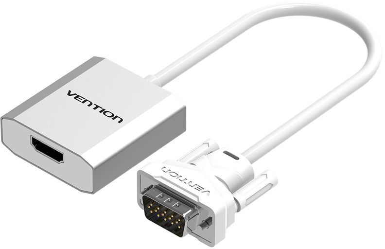 Vention ACEW0, Silver VGA-HDMI + аудио конвертер мультимедийныйACEW0 Vention ACEW0, Silver VGA-HDMI + аудио конвертер мультимедийныйACEW0Конвертер Vention ACEW0 преобразует аналоговый VGA видеосигнал в цифровой HDMI сигнал. Поддерживает передачу аудиосигнала. Таким образом вы можете подключить устройства со стандартом VGA к оборудованию с разъемом HDMI. Конвертер поддерживает технологию Plug and Play, тем самым, не требуя установки дополнительного программного обеспечения и драйверов. При подключении мониторов с большим разрешением, а также передаче видеосигнала посредством кабеля длиной более 3 метров, возможно, потребуется использование дополнительного питания через разъем microUSB. Поддержка разрешения до 1920x1080Чип передатчик: MS9282