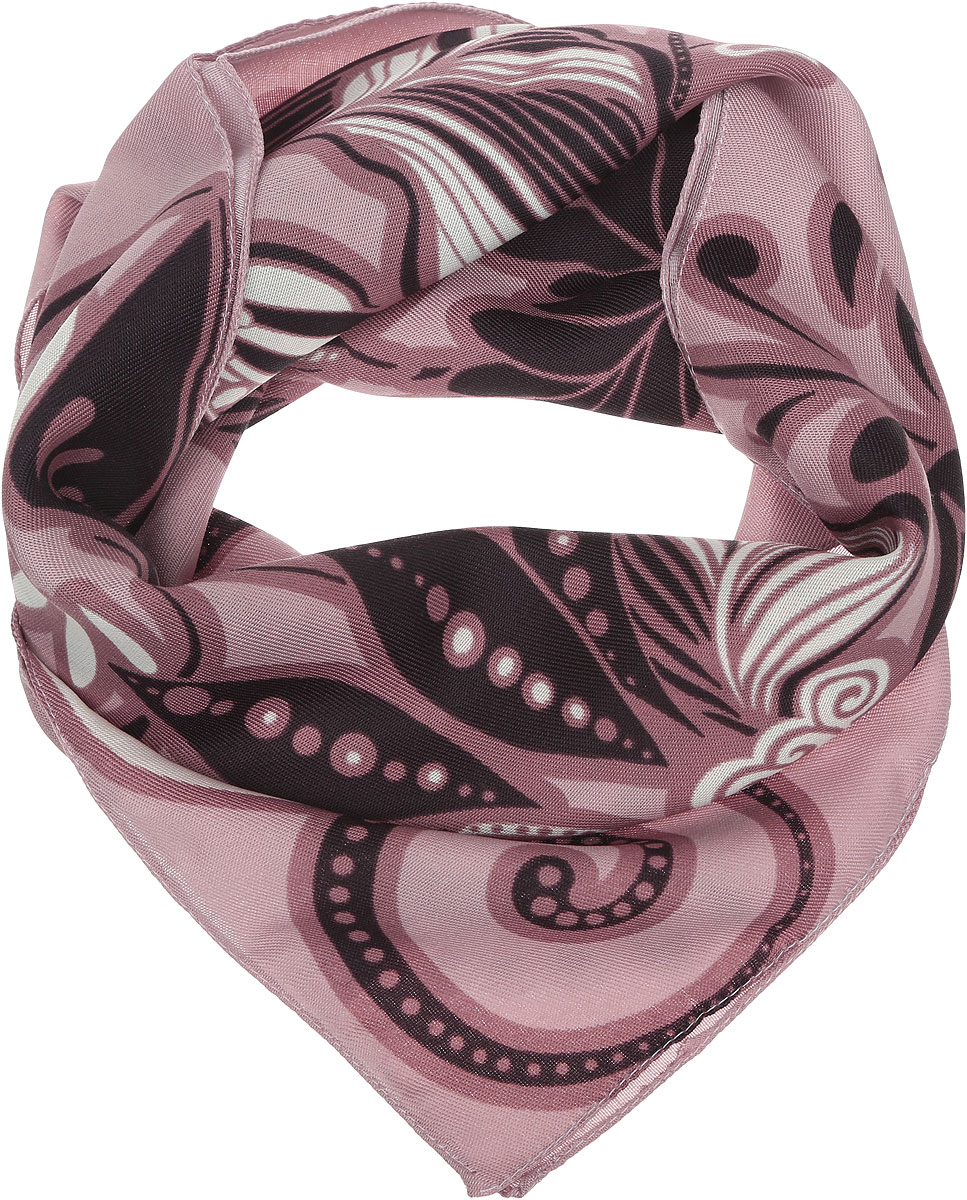 Платок женский Venera, цвет: розовый, темно-коричневый, белый. 2900372-1. Размер 68 см х 68 см