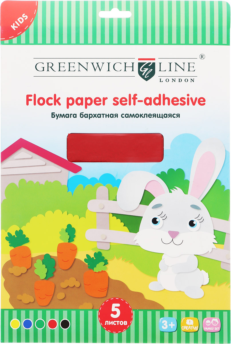 Greenwich Line Цветная бумага бархатная самоклеящаяся 5 листовFpa4-07691 Greenwich Line Цветная бумага бархатная самоклеящаяся 5 листовFpa4-07691Цветная бархатная бумага Greenwich Line формата А4 с самоклеящимся слоем отлично подойдет для поделок, открыток и реализации других творческих идей. Яркие и насыщенные цвета непременно сделают поделку неподражаемой. Клейкий слой позволит обойтись без применения клея и не потребует времени для высыхания.Детские аппликации из цветной бумаги - отличное занятие для развития творческих способностей и познавательной деятельности малыша, а также хороший способ самовыражения ребенка.