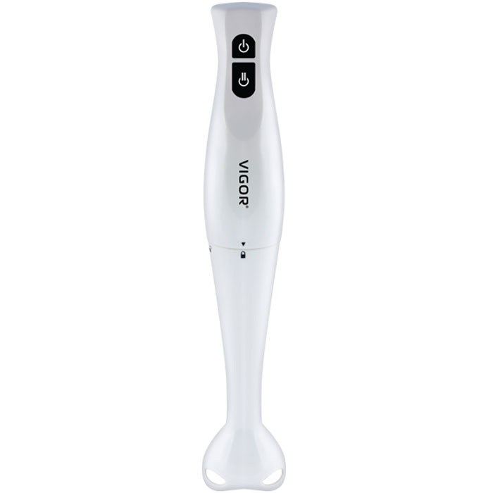 Vigor HX-5908 блендер погружнойHX-5908 Vigor HX-5908 блендер погружнойHX-5908С помощью блендера Vigor HX-5908 можно приготовить большое количество различных блюд. Стильный погружной блендер идеально подойдет для измельчения продуктов различной плотности и приготовления фруктовых коктейлей. Прорезиненная кнопка предотвращает соскальзывание пальца в процессе приготовления, делая работу с прибором приятной и безопасной. Специально разработанная конструкция погружной части блендера предотвращает разбрызгивание, гарантируя чистоту вашей кухни. Нижняя часть блендера легко снимается и её удобно мыть.