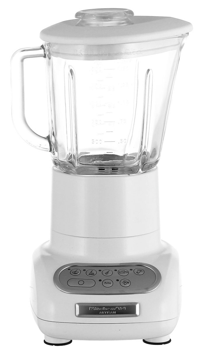 KitchenAid 5KSB5553EWH, White блендер5KSB5553EWH KitchenAid 5KSB5553EWH, White блендер5KSB5553EWHБлендер KitchenAid Artisan 5KSB5553EWH позволяет не только приготовить пюре и перетереть ингредиенты, но также перемешивать, резать и взбивать разнообразные продукты или измельчать лед для коктейлей и других напитков. Это идеальный кухонный прибор, который пригодится вам в течение всего дня.Стеклянный кувшин может выдерживать большой диапазон температур, что позволяет обрабатывать как холодные, так и горячие ингредиенты. Он также устойчив к появлению царапин и пятен и не впитывает запахи. Более того, размер кувшина позволяет обработать за один раз большой объем продуктов.Скорость легко переключается шестью кнопками. Кнопки расположены на сенсорной панели управления в порядке увеличения скорости, а сама панель легко моется, поскольку на ней отсутствуют какие-либо щели или неровности.Структуру перемешиваемых ингредиентов и степень их измельчения можно регулировать с помощью кнопки пульсации. Кнопку пульсации можно использовать на любой скорости, кроме скорости измельчения, поскольку в последнем случае для достижения оптимального результата режим пульсации включается автоматически через неравные промежутки времени.