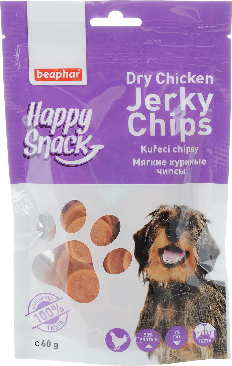 Лакомство для собак Beaphar Happy Snack, мягкие куриные чипсы, 60 г42182 Лакомство для собак Beaphar Happy Snack, мягкие куриные чипсы, 60 г42182Лакомство для собак Beaphar Happy Snack - дополнительный корм для взрослых собак старше 6-месячного возраста в виде чипсов из куриного мяса. Продукт станет излюбленным лакомством, а также прекрасным вознаграждением при дрессуре. Специальный замок zip-lock на упаковке позволяет дольше хранить лакомство. Товар сертифицирован.