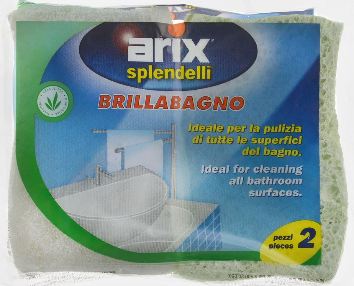 Губки универсальные Arix Brillabagno, целлюлозные, цвет: желтый, салатовый, 2 штAR506_желтый, салатовый Губки универсальные Arix Brillabagno, целлюлозные, цвет: желтый, салатовый, 2 штAR506_желтый, салатовыйГубки универсальные Arix Brillabagno изготовлены из целлюлозы с деликатной фиброй. Удаляют жир и влагу, не задерживают грязь. Хорошо впитывают воду. В наборе - 2 губки.С губками Arix Brillabagno посуда будет сиять чистотой!