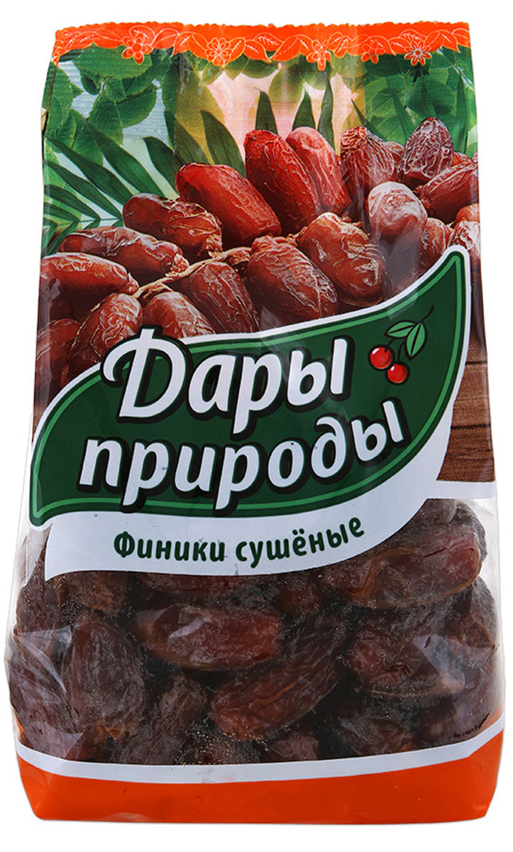 Дары природы финики сушеные, 450 г1239 Дары природы финики сушеные, 450 г1239Дары природы - это отборные сухофрукты, сохранившие для вас запас красоты, молодости, здоровья и тепло солнечных лучей. Сама природы заботится о вас!Сушеные финики - сладкие и питательные сухофрукты, удивительный медовый вкус которых никого не оставит равнодушным. Как источник энергии финик превосходит все остальные сухофрукты. Это не только вкусный, но и очень полезный продукт!