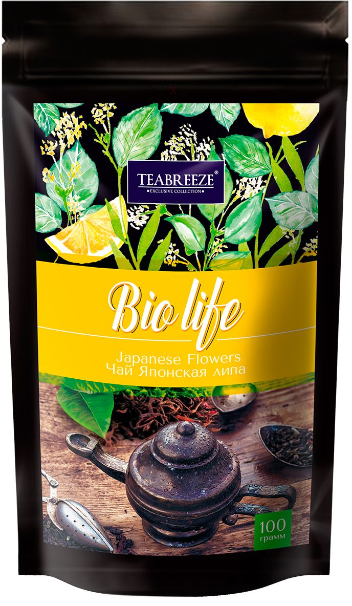 Teabreeze Японская липа Чай листовой в пакетах с застежкой зип-лог, 100 гTB 1209-100 Teabreeze Японская липа Чай листовой в пакетах с застежкой зип-лог, 100 гTB 1209-100Чай Японская липа, представляет собой смесь лучших сортов зеленого китайского чая Сенча с добавлением к нему цветов ромашки и японской липы, а также листьев китайского лимонника и лимонной цедры. Эта смесь создает во время чаепития волнительное ощущение жаркого лета, солнечного дня и свежести природы. Такой чай замечательно подходит для вдумчивого и умиротворенного ценителя. Цвет – ярко-желтый, сочный, цитрусовый.