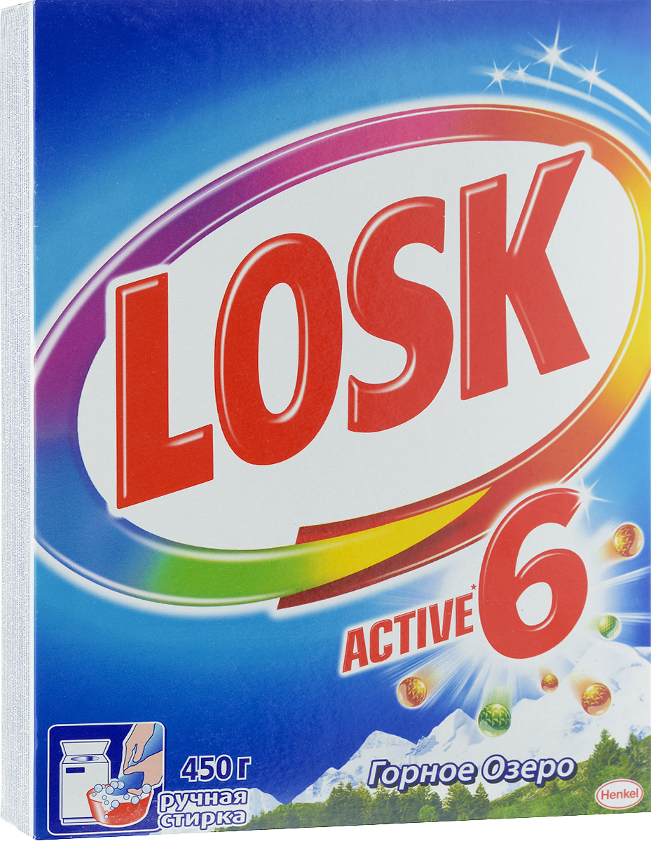 Стиральный порошок Losk Горное озеро, ручная стирка, 450 г935354 Стиральный порошок Losk Горное озеро, ручная стирка, 450 г935354Стиральный порошок Losk Горное озеро предназначен для стирки белых и светлых изделий из хлопчатобумажных, льняных, синтетических тканей и тканей из смешанных волокон в стиральных машинах активаторного типа и ручной стирки в воде любой жесткости. Порошок имеет формулу Active-Zyme 6 с высокоэффективной комбинацией из 6 энзимов, каждый из которых действует против: - распространенных пятен, таких как трава и загрязнения на манжетах и воротничках; - крахмальных пятен, например, от риса; - пятен от еды, например, молочного коктейля или мороженого; - жирных пятен, например, соусов от спагетти; - появления серого оттенка на вещах; - образования катышков. Товар сертифицирован.