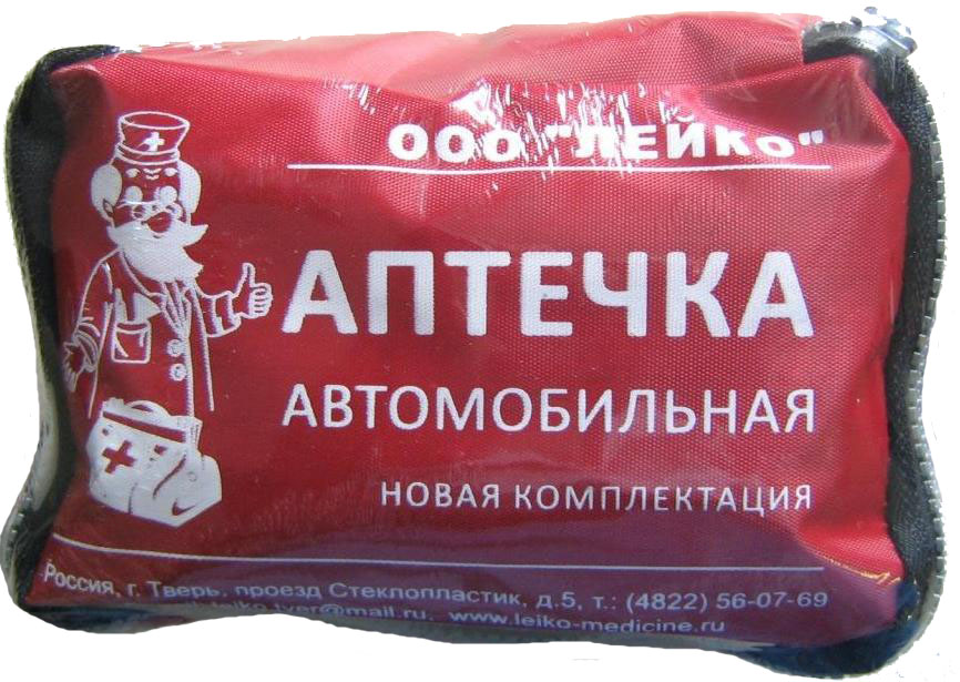 Аптечка автомобильная Антей Лейко27942 (уп.) Аптечка автомобильная Антей Лейко27942 (уп.)Автомобильная аптечка Антей Лейко в мягкой упаковке, предназначена для оказания первой помощи лицам, пострадавшим в результате дорожно-транспортных происшествий.Состав аптечки: 1. Жгут кровоостанавливающий - 1 шт.2. Бинт марлевый медицинский нестерильный (5 м х 5 см) - 2 шт.3. Бинт марлевый медицинский нестерильный (7 м х 14 см) - 1 шт. 4. Бинт марлевый медицинский нестерильный (5 м х 10 см) - 2 шт. 5. Бинт марлевый медицинский стерильный (7 м х 14 см) - 1 шт. 6. Бинт марлевый медицинский стерильный (5 м х 7 см) - 2 шт. 7. Бинт марлевый медицинский стерильный (5 м х 10 см) - 2 шт. 8. Салфетки - 1 шт. 9. Лейкопластырь бактерицидный (4 х 10 см) - 2 шт. 10. Лейкопластырь бактерицидный (1,9 х 7,2 см) - 10 шт. 11. Лейкопластырь рулонный (1 х 250 см) - 1 шт. 12. Устройства для проведения искусственного дыхания - 1 шт. 13. Ножницы - 1 шт. 14. Перчатки медицинские - 1 пара. 15. Пакет перевязочный стерильный - 1 шт.
