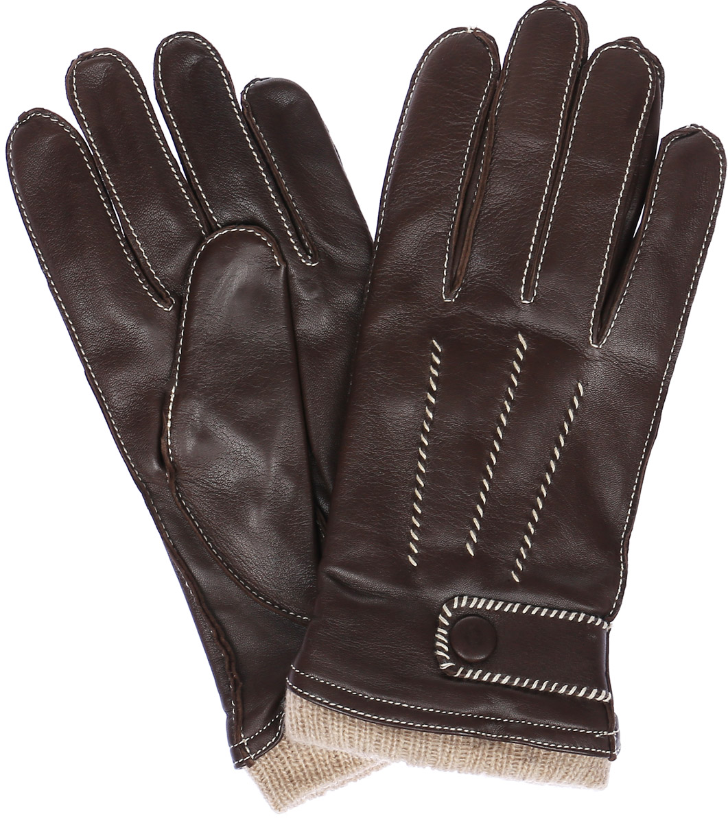Перчатки мужские Eleganzza, цвет: темно-коричневый. OS01750. Размер 8