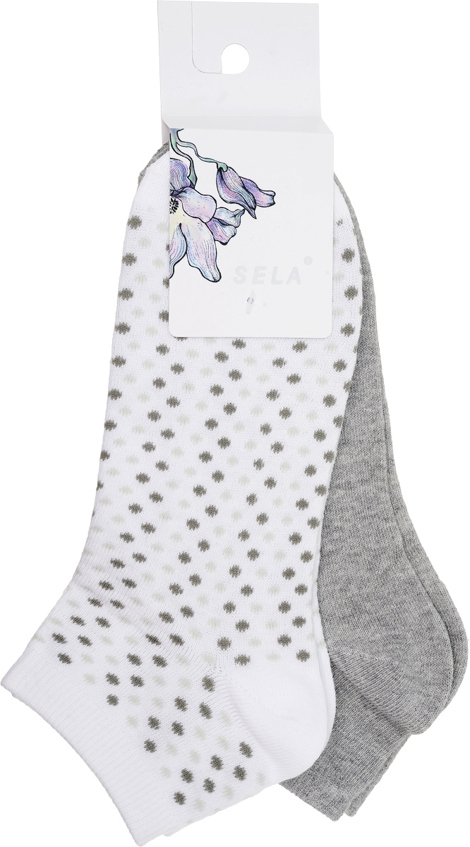 Носки женские Sela, цвет: белый, серый меланж, 2 пары. SOb-154/050-7101-2set. Размер 21/23SOb-154/050-7101-2set Носки женские Sela, цвет: белый, серый меланж, 2 пары. SOb-154/050-7101-2set. Размер 21/23SOb-154/050-7101-2setУдобные женские носки Sela, изготовленные из высококачественного комбинированного материала, идеально подойдут вам. Благодаря содержанию мягкого хлопка в составе, кожа сможет дышать, а эластан позволяет носочкам легко тянуться, что делает их комфортными в носке. Эластичная резинка плотно облегает ногу, не сдавливая ее, обеспечивая комфорт и удобство.В комплект входят две пары носочков. Одна модель однотонная, а вторая оформлена принтом в крапинку.Уважаемые клиенты!Размер, доступный для заказа, является длиной стопы.