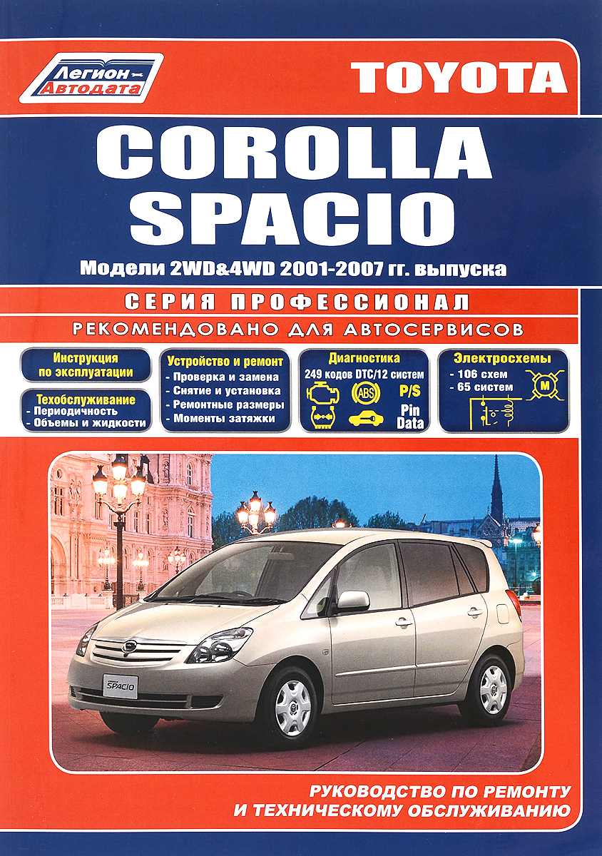 Toyota Corolla Spacio. Модели 2WD & 4WD c 2001 г. выпуска. Устройство, техническое обслуживание и ремонт