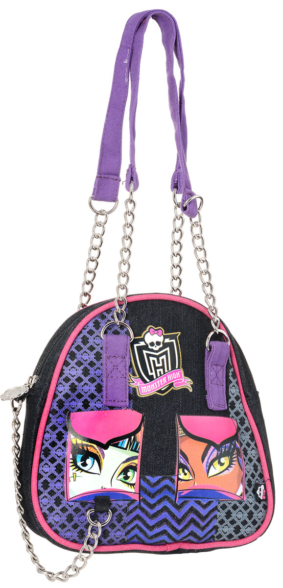 Centrum Сумка детская Monster High86057 Centrum Сумка детская Monster High86057Сумка детская Centrum Monster High имеет небольшой размер и оригинальный дизайн, она понравится любой маленькой моднице.Текстильная сумка состоит из одного отделения и закрывается на застежку-молнию с металлическим держателем. Внутри расположен один врезной кармашек на молнии для мелочей. Лицевая часть сумки декорирована яркими принтами в стиле всеми любимых учениц Школы Монстров. Сумка дополнена толстой металлической декоративной цепочкой. Детская сумочка имеет две удобные длинные ручки. Ручки выполнены из прочного текстиля и металлических цепей. Благодаря удобному размеру ручек, сумку можно повесить на плечо, на локоть или носить в руках.