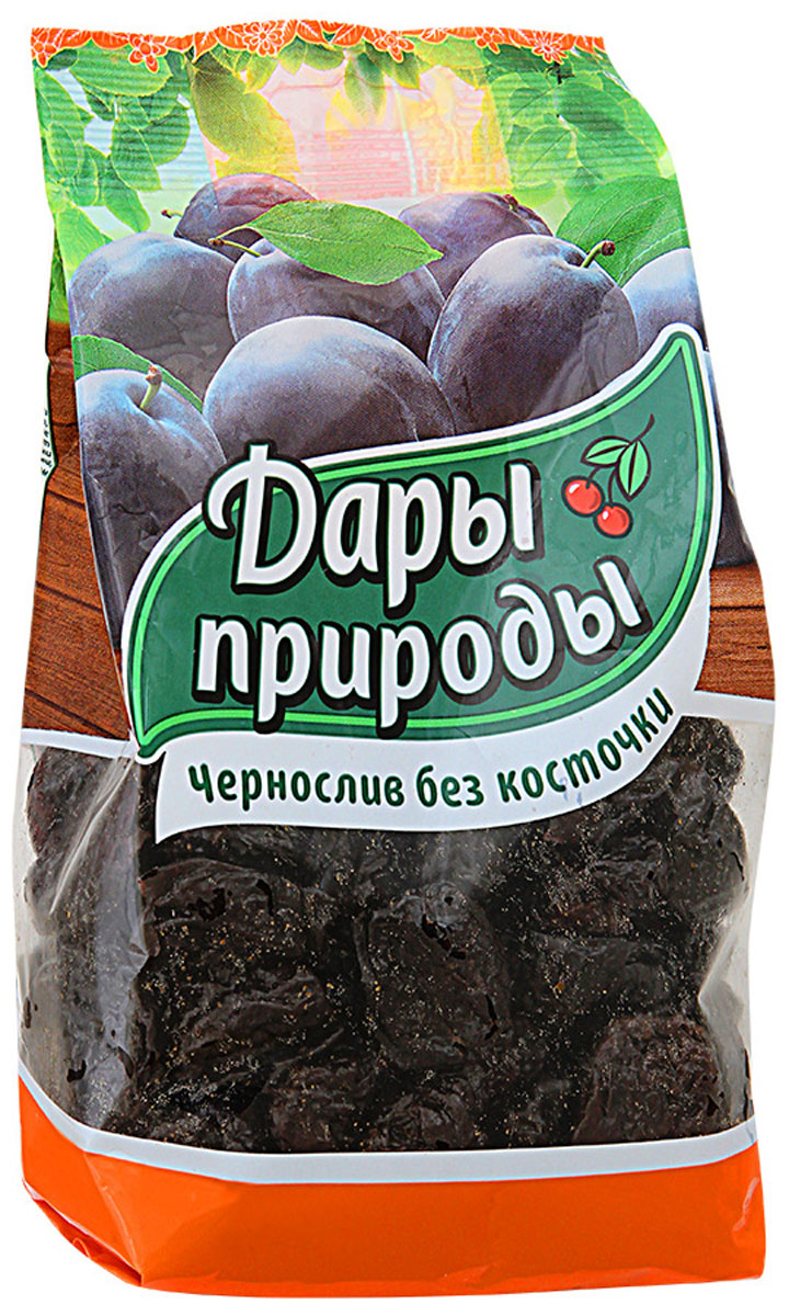 Дары природы чернослив сушеный без косточки, 450 г1245 Дары природы чернослив сушеный без косточки, 450 г1245Дары природы - это отборные сухофрукты, сохранившие для вас запас красоты, молодости, здоровья и тепло солнечных лучей. Сама природа заботится о вас!Сухофрукты - это бесценный источник клетчатки, антиоксидантов, полезных элементов, витаминов и минералов.Чернослив славится репутацией одного из самых любимых и полезных сухофруктов, замечательно сохраняющего все полезные свойства свежих плодов. Он богат клетчаткой, сахарами, органическими кислотами, минеральными веществами, является важным природным источником калия.Чернослив - кладовая здоровья! Он благотворно влияет на работу сердечно-сосудистой системы, желудочно-кишечного тракта, нормализует повышенное давление, восстанавливает работоспособность, обладает омолаживающими свойствами и улучшает общее состояние организма.