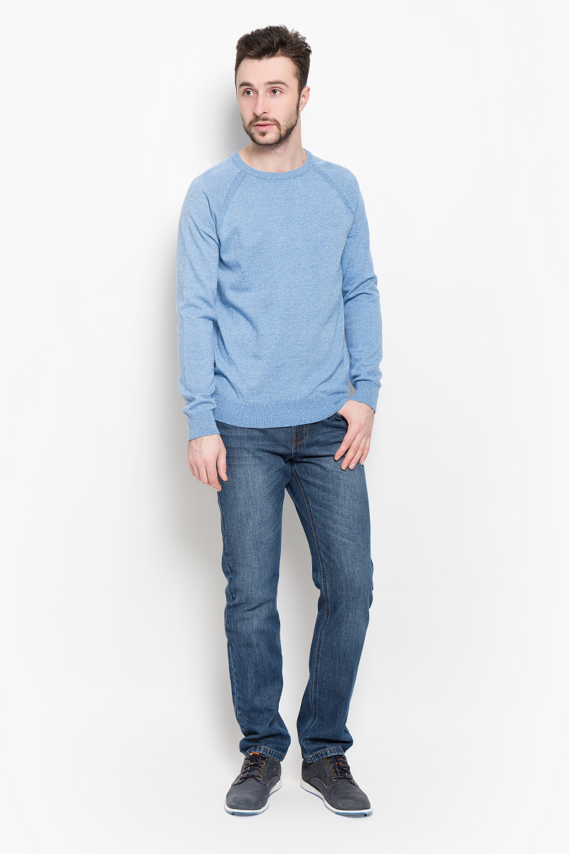 Джемпер мужской Sela Basic, цвет: голубой, белый. JR-214/852-7130. Размер XL (52)JR-214/852-7130 Джемпер мужской Sela Basic, цвет: голубой, белый. JR-214/852-7130. Размер XL (52)JR-214/852-7130Стильный мужской джемпер Sela Basic выполнен из натурального хлопка. Модель с круглым вырезом горловины и длинными рукавами-реглан.
