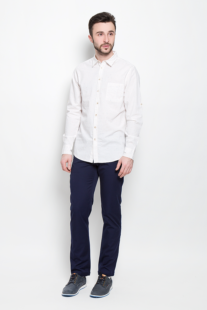 Рубашка мужская Sela Casual Wear, цвет: молочный. H-212/743-7111. Размер 40 (46)H-212/743-7111 Рубашка мужская Sela Casual Wear, цвет: молочный. H-212/743-7111. Размер 40 (46)H-212/743-7111Мужская рубашка Sela Casual Wear выполнена из натурального хлопка. Рубашкас длинными рукавами и отложным воротником застегивается на пуговицы спереди. Манжеты рукавов также застегиваются на пуговицы. Рукава дополнены хлястиками на пуговицах, позволяющими зафиксировать их в закатанном состоянии. На груди расположен накладной карман.