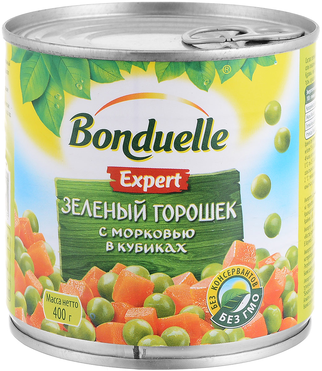 Bonduelle зеленый горошек с морковью в кубиках, 400 г732 Bonduelle зеленый горошек с морковью в кубиках, 400 г732Классическое сочетание нежного зеленого горошка и сладкой сочной моркови в кубиках от компании Bonduelle. Незаменимая основа для салата. Позволяет сэкономить время на подготовке моркови.Уважаемые клиенты! Обращаем ваше внимание, что полный перечень состава продукта представлен на дополнительном изображении.