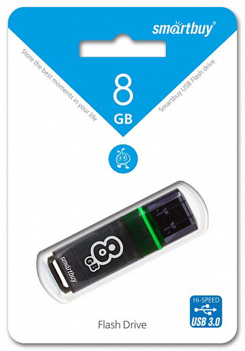 SmartBuy Glossy Series 3.0 8GB, Dark Grey USB-накопительSB8GBGS-DG SmartBuy Glossy Series 3.0 8GB, Dark Grey USB-накопительSB8GBGS-DGКомпактный и производительный USB-флеш накопитель SmartBuy Glossy Series 3.0. Он дает возможность быстро передавать большой объем данных, таких как документы, фотографии, аудио- и видеофайлы и даже фильмы. Высокая скорость, большой объем и надежность позволяют использовать устройство накопитель как временное, так и постоянное хранилище информации. Корпус USB-накопителя сделан из прозрачного пластика. Устройство оборудовано специальной системой для крепления колпачка - с помощью скобки он фиксируется между двумя выступающими пластинками на устройстве. Это очень удобно и минимизирует вероятность потери защитного колпачка. За эту же скобку устройство можно прикрепить к шнурку, чтобы накопитель всегда был под рукой.