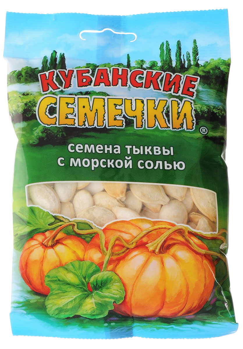 Кубанские семечки семена тыквы обжаренные соленые, 80 г1597 Кубанские семечки семена тыквы обжаренные соленые, 80 г1597Семена тыквы обжаренные, соленые Кубанские семечки - это яркий домашний вкус тыквенной семечки, обжаренной по современной технологии с добавлением морской соли, что делает тыквенную семечку еще полезнее и вкуснее!