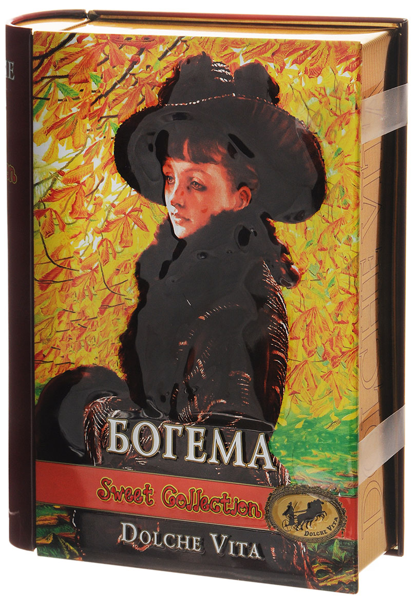 Dolche Vita Богема элитный ароматизированный черный листовой чай, 100 г (подарочная шкатулка)21601 Dolche Vita Богема элитный ароматизированный черный листовой чай, 100 г (подарочная шкатулка)21601Элитный черный листовой чай Dolche Vita Богема - цейлонский крупнолистовой чай с ягодами красной смородины и малины, цветками василька, лепестками сафлора, с ароматом клубники, малины и чёрной смородиныв жестяной банке.Уважаемые клиенты! Обращаем ваше внимание, что полный перечень состава продукта представлен на дополнительном изображении.