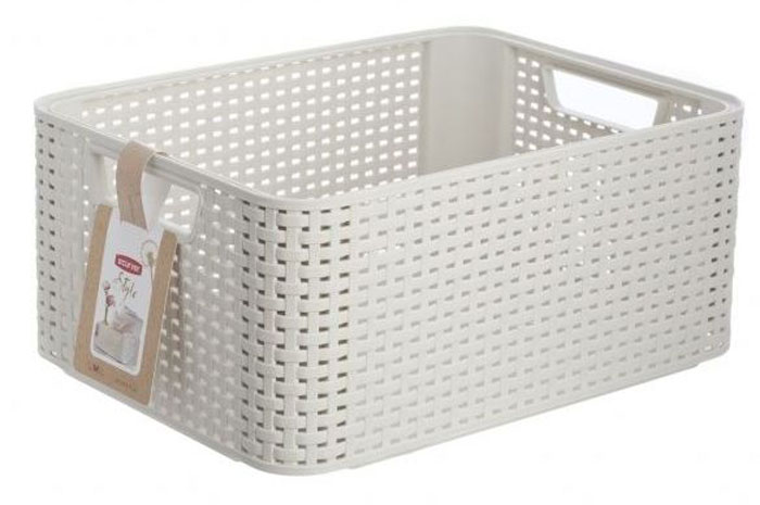 Корзина универсальная Curver Rattan Style, цвет: кремовый, 39 см х 29 см х 17 см03615-885-00 Корзина универсальная Curver Rattan Style, цвет: кремовый, 39 см х 29 см х 17 см03615-885-00Универсальная корзина Curver Rattan Style выполнена из высококачественного пластика и оформлена перфорацией в виде плетения. Она прекрасно подойдет для хранения различных бытовых вещей.
