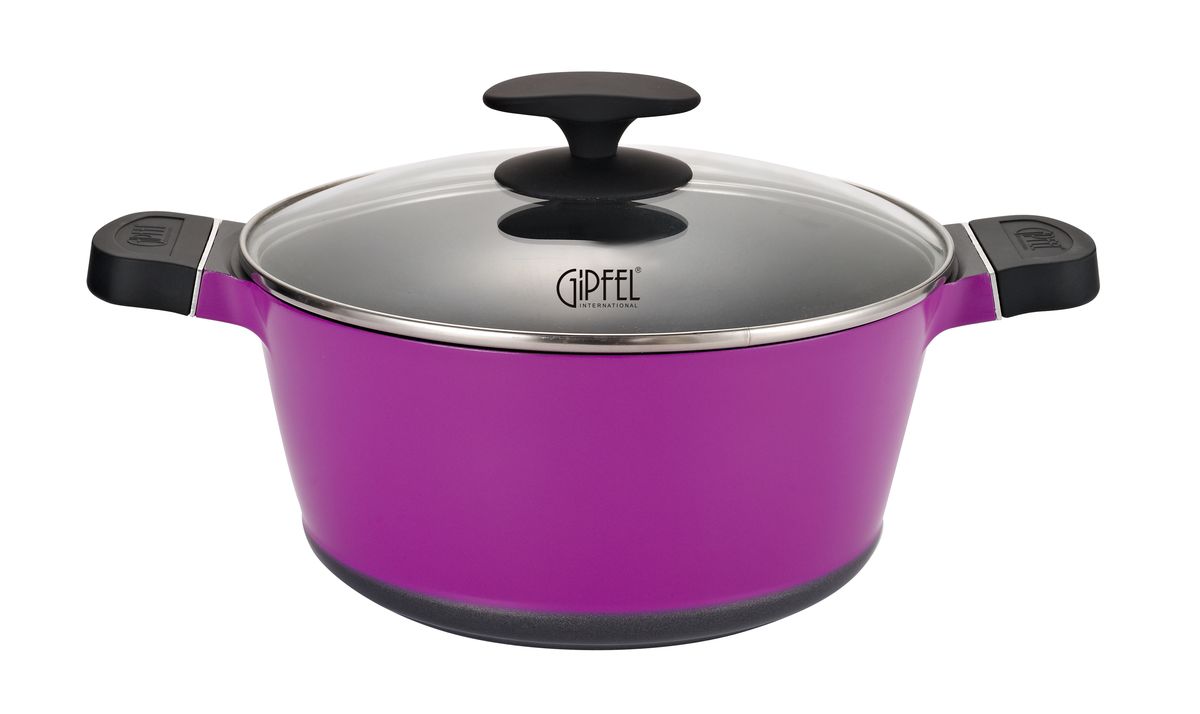 Кастрюля Gipfel Violeta, с крышкой, с антипригарным покрытием, 4,29 л0405 Кастрюля Gipfel Violeta, с крышкой, с антипригарным покрытием, 4,29 л0405Посуда Gipfel изготовлена только из качественных, экологически чистых материалов. Также уделяется особое внимание дизайну продукции, способному удовлетворять вкусы даже самых взыскательных покупателей. Сталь 8/10, из которой изготавливается посуда и аксессуары Gipfel, является уникальной. Она отличается высокими эксплуатационными характеристиками и крайне устойчива к физическим воздействиям. Сложно найти более подходящий для создания качественной кухонной посуды материал. Отличительной чертой металлической посуды, выполненной из подобной стали, является характерный сероватый оттенок поверхности и особый блеск. Преимущественной особенностью технологии является многослойное дно посуды, которое распределяет тепло по всей поверхности и позволяет сократить время приготовления пищи. Следует также отметить, что в посуде Gipfel можно готовить без воды и соли. Это позволяет приготовить более здоровую пищу.