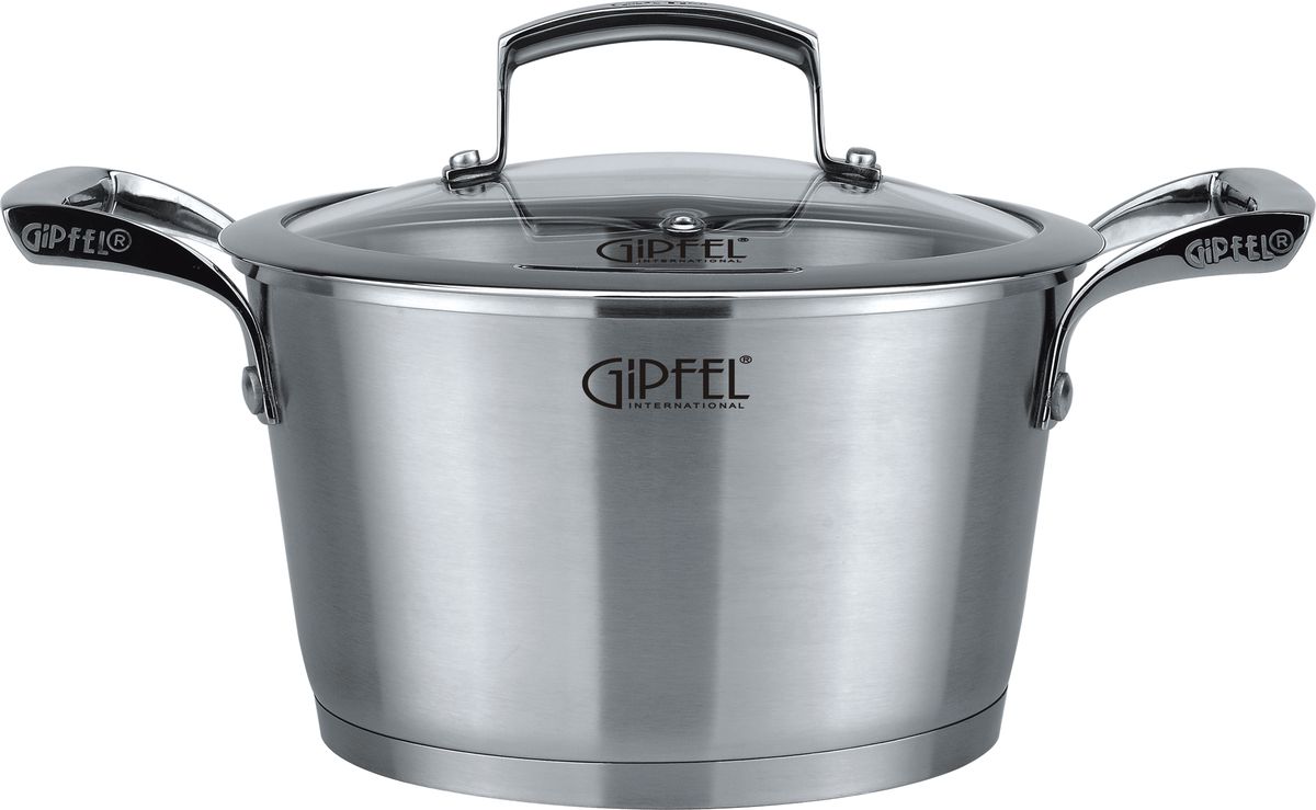 Кастрюля Gipfel Genesis, 1,6 л1252 Кастрюля Gipfel Genesis, 1,6 л1252Посуда Gipfel изготовлена только из качественных, экологически чистых материалов. Также уделяется особое внимание дизайну продукции, способному удовлетворять вкусы даже самых взыскательных покупателей. Сталь 8/10, из которой изготавливается посуда и аксессуары Gipfel, является уникальной. Она отличается высокими эксплуатационными характеристиками и крайне устойчива к физическим воздействиям. Сложно найти более подходящий для создания качественной кухонной посуды материал. Отличительной чертой металлической посуды, выполненной из подобной стали, является характерный сероватый оттенок поверхности и особый блеск. Преимущественной особенностью технологии является многослойное дно посуды, которое распределяет тепло по всей поверхности и позволяет сократить время приготовления пищи. Следует также отметить, что в посуде Gipfel можно готовить без воды и соли. Это позволяет приготовить более здоровую пищу.