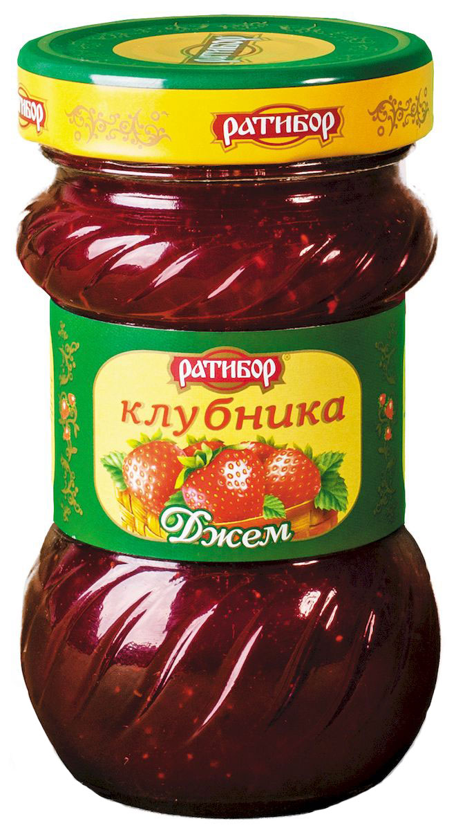Ратибор джем Клубника, 360 г800 Ратибор джем Клубника, 360 г800Кисло-сладкая мякоть клубники с золотистыми искрами семечек, смешана с утренней росой, полуденным жаром солнца, вечерним закатом…Бережно хранится в клубничном джеме, изготовленном для вас компанией Ратибор.Уважаемые клиенты! Обращаем ваше внимание, что полный перечень состава продукта представлен на дополнительном изображении.