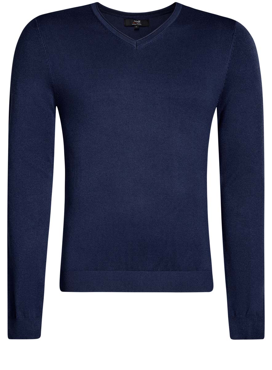 Пуловер мужской oodji Basic, цвет: темно-синий. 4B212005M/46226N/7900N. Размер M (50)