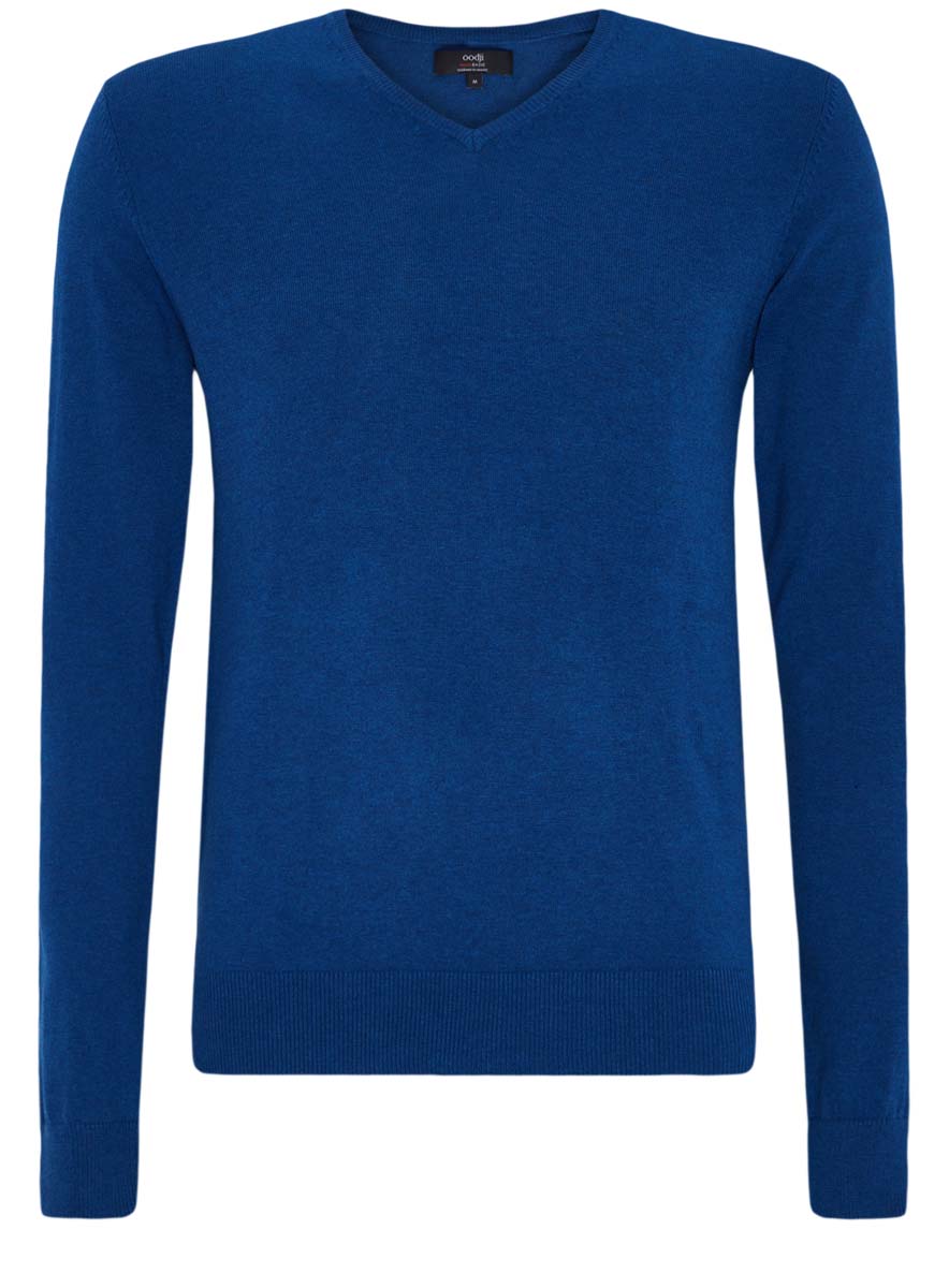 Пуловер мужской oodji Basic, цвет: синий меланж. 4B212004M/39796N/7500M. Размер XXL (58/60)