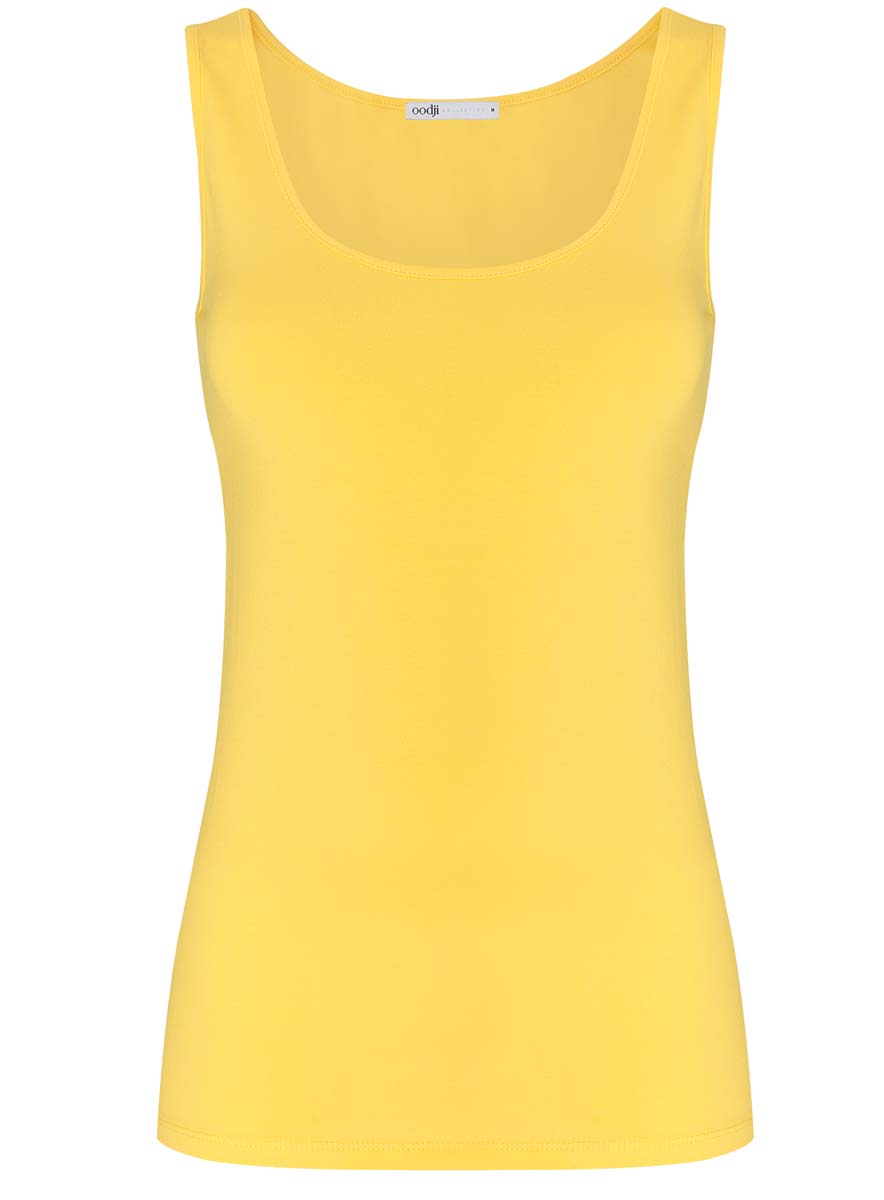 Майка женская oodji Collection, цвет: лимонный. 24315001B/46147/5100N. Размер XS (42)24315001B/46147/5100N Майка женская oodji Collection, цвет: лимонный. 24315001B/46147/5100N. Размер XS (42)24315001B/46147/5100NМайка oodji Collection выполнена из хлопка с добавлением эластана, который обладает свойством эластичности. Модель без рукавов и круглым вырезом горловины дополнена прострочкой.