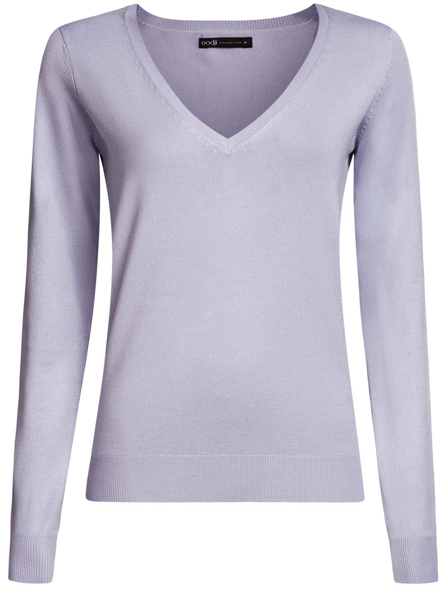 Джемпер женский oodji Collection, цвет: сиреневый. 73812290-3B/24525/8000N. Размер L (48)73812290-3B/24525/8000N Джемпер женский oodji Collection, цвет: сиреневый. 73812290-3B/24525/8000N. Размер L (48)73812290-3B/24525/8000NЖенский джемпер oodji Collection выполнен из вискозы с добавлением полиамида. Модель с длинными стандартными рукавами и V-образным вырезом горловины. Манжеты, горловина и низ оформлены трикотажной резинкой.