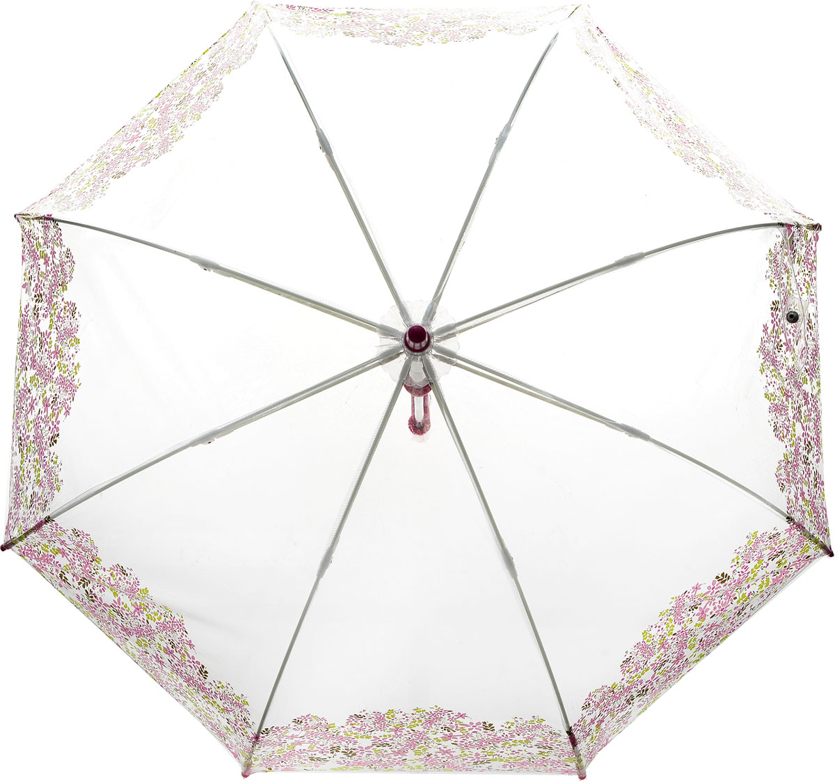 Зонт-трость для девочки Fulton, механика, цвет: прозрачный, розовый. C605-3044 PrettyPetals