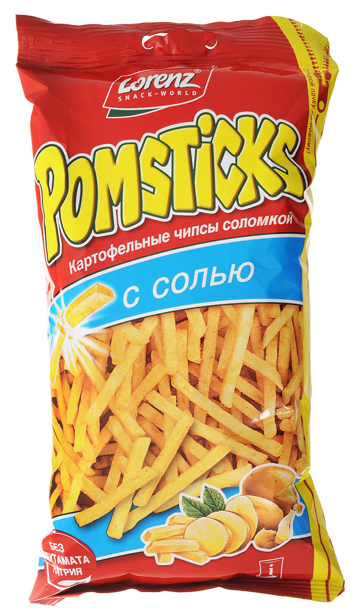 Lorenz Pomsticks картофельные чипсы с солью, 100 гбзе028 Lorenz Pomsticks картофельные чипсы с солью, 100 гбзе028Отборный цельный картофель нарезается тончайшей соломкой и обжаривается до золотистой корочки. Lorenz Pomsticks - слегка приправленная солью картофельная соломка!Уважаемые клиенты! Обращаем ваше внимание, что полный перечень состава продукта представлен на дополнительном изображении.