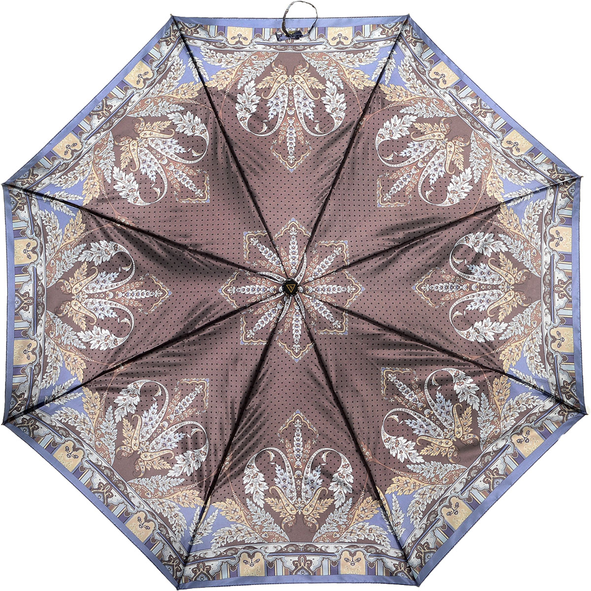 Зонт женский Fabretti, автомат, 3 сложения, цвет: коричневый, темно-голубой. S-16106-5