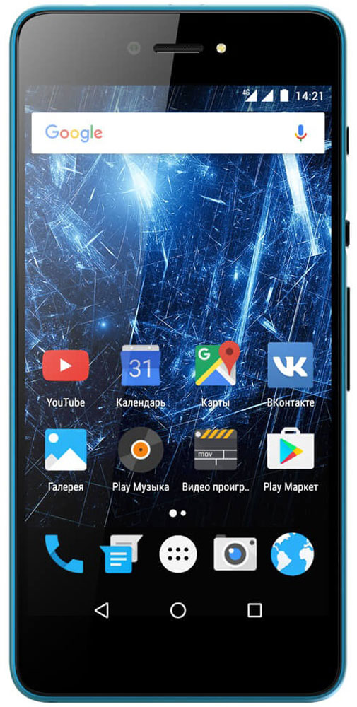 Highscreen Razar, Blue23844 Highscreen Razar, Blue23844Highscreen Razar - компактный смартфон с прекрасной селфи-камерой.В борьбе за технические характеристики многие производители забывают уделить внимание дизайну. Highscreen считает дизайн одним из главных преимуществ, ведь испытывать приятные эмоции от взаимодействия со своим смартфоном - это прекрасно.Продуманная эргономика, мягкие изгибы корпуса и минимальная толщина 7.6 мм - все это Razar.Сдвиньте вниз специальную кнопку HiSlide, и камера запустится. В одно движение переключайтесь между основной и фронтальной камерами, а чтобы сделать фото просто нажмите кнопку громкости вниз. Эта функция незаменима при съемке селфи или в холодное время года, когда так не хочется снимать перчатки.Широкоугольная 5 Мпикс фронтальная камера Highscreen Razar позволяет захватить как можно больше объектов в кадре, а встроенная технология улучшения изображения поможет скрыть недостатки или изменять цвет в реальном времени. Основная камера на 8 Мпикс использует увеличенный размер пикселя 1.2 мкм, что на 30% больше обычного, а диафрагма F2.0 позволяет получать качественные снимки даже при низком освещении.Highscreen Razar обладает ярким пятидюймовым AMOLED-дисплеем с бесконечным уровнем контрастности, а защищает его прочное стекло Gorilla Glass 3.Razar поддерживает все современные беспроводные технологии, включая сверхбыстрый интернет 4G/LTE и российскую спутниковую систему ГЛОНАСС.Телефон сертифицирован EAC и имеет русифицированный интерфейс меню и Руководство пользователя на русском языке.