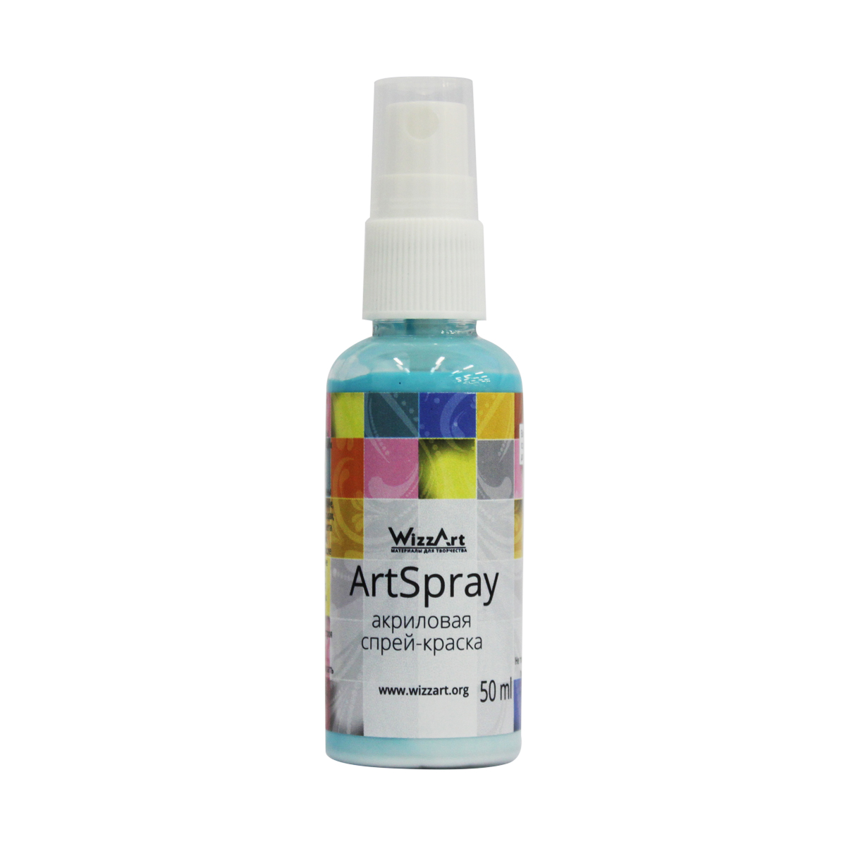 Краска-спрей акриловая Wizzart ArtSpray, цвет: бирюза, 50 мл499962 Краска-спрей акриловая Wizzart ArtSpray, цвет: бирюза, 50 мл499962Серия ArtSpray от фирмы WizzArt - это акриловые краски в удобной форме спрея. Богатство палитры оттенков и возможность смешивать их между собой открывает безграничные возможности для творчества. Краска-спрей наиболее удобна для окрашивания широких поверхностей и для использования трафаретов. Ее легко распылять из флакона, покрытие получается матовым, ровным и плотным. Краска применима на большинстве поверхностей, используемых в различных видах творчества - это может быть пластик, картон, бумага, дерево, керамика, кожа, стекло. Эти акриловые краски абсолютно безопасны и экологичны, не выделяют в воздух никаких вредных веществ. Акриловые краски являются наиболее распространенными в различных видах ручного труда - декорировании, декупаже, росписи различных основ. Краска-спрей WizzArt удобна в работе, высыхает в течение часа, приобретая водостойкость. Используемые при производстве пигменты устойчивы к выцветанию на свету, краска долго остается такой же яркой и насыщенной, как при окрашивании.Объем: 50 мл.Товар сертифицирован.