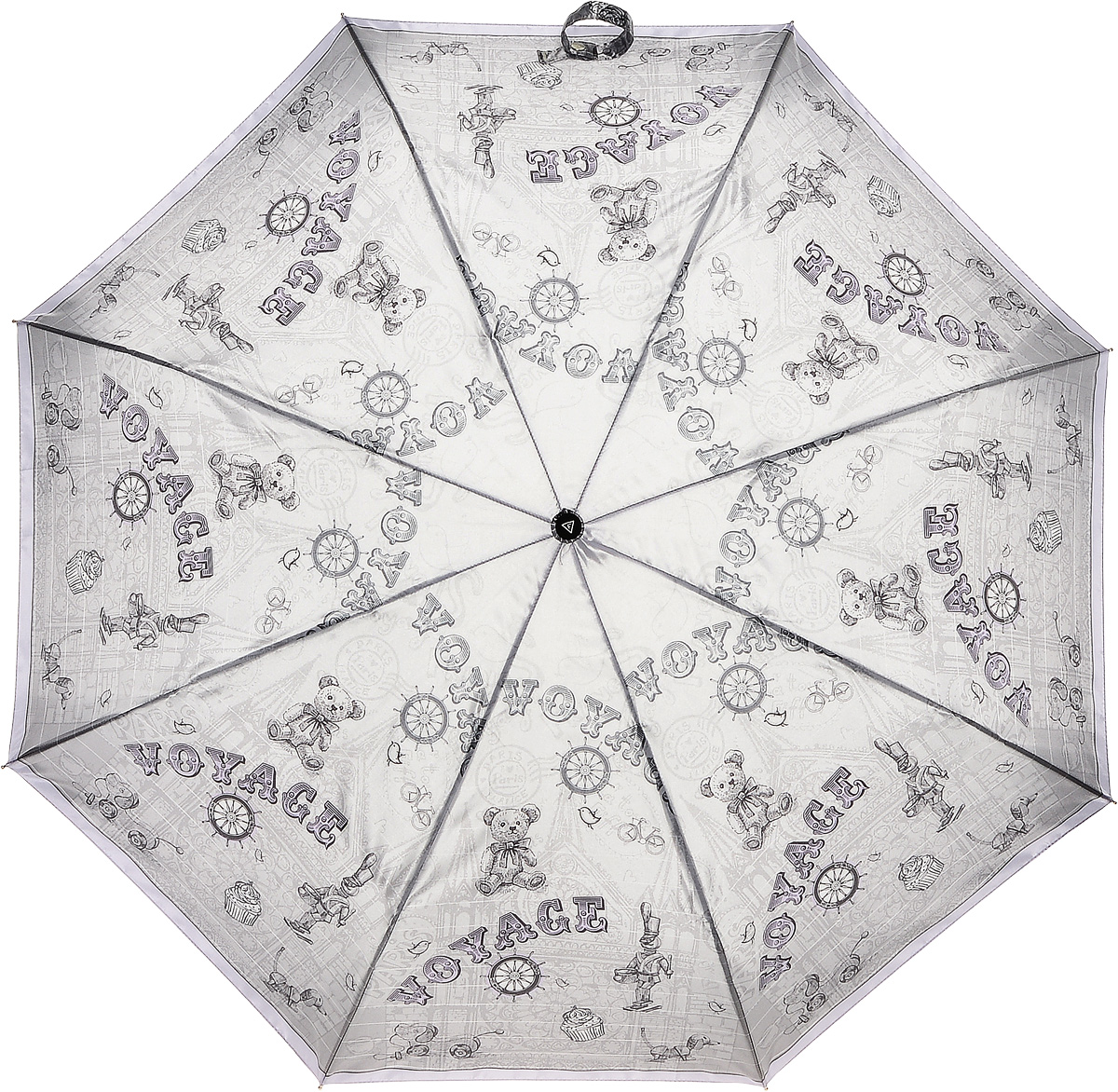 Зонт женский Fabretti, автомат, 3 сложения, цвет: светло-серый, темно-серый, сиреневый. L-16112-3